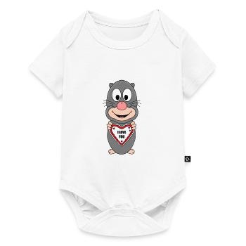 MAULWURF - I LOVE YOU - HERZ - LIEBE - LOVE - TIER - Baby Premium Kurzarmbody - Weiß - Vorne