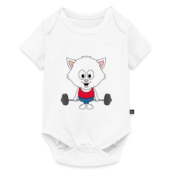 KATZE - GEWICHTHEBER - BODYBUILDING - SPORT - Baby Premium Kurzarmbody - Weiß - Vorne