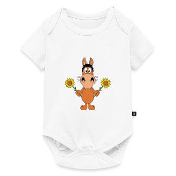 PFERD - PONY - SONNENBLUMEN - BLUMEN - LIEBE - Baby Premium Kurzarmbody - Weiß - Vorne