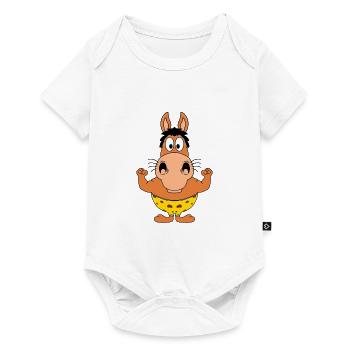 PFERD - STARK - MUSKELN - FITNESS - BODYBUILDING - Baby Premium Kurzarmbody - Weiß - Vorne