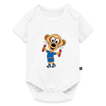 FITNESS - HANTELN - TIERISCH FIT - ERDMÄNNCHEN - Baby Premium Kurzarmbody - Weiß - Vorne