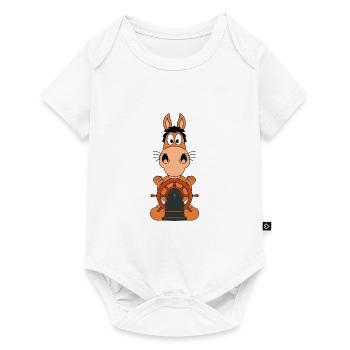 PFERD - PONY - KAPITÄN - BOOT - SCHIFF - MEER - Baby Premium Kurzarmbody - Weiß - Vorne