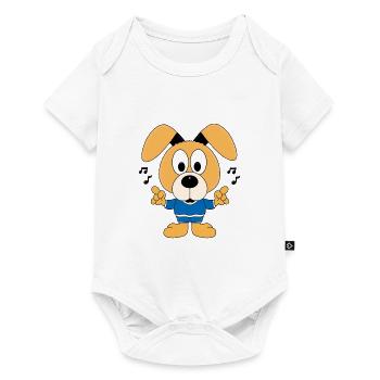 HUND - MUSIK - MUSIKER - NOTEN - TIERISCH - TIER - Baby Premium Kurzarmbody - Weiß - Vorne