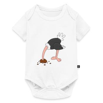 STRAUß - TIER - TIERISCH - WITZ - LUSTIGER VOGEL - Baby Premium Kurzarmbody - Weiß - Vorne