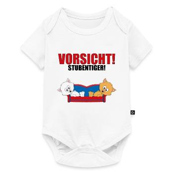 VORSICHT! STUBENTIGER! - KATZEN - SOFA - HAUSKATZE - Baby Premium Kurzarmbody - Weiß - Vorne