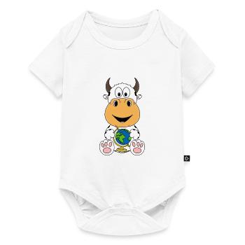 KUH - GLOBUS - WELT - ERDE - PLANET - TIER - Baby Premium Kurzarmbody - Weiß - Vorne