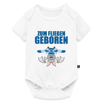 ZUM FLIEGEN GEBOREN - FLUGHUND - PILOT - FLUGZEUG - Baby Premium Kurzarmbody - Weiß - Vorne