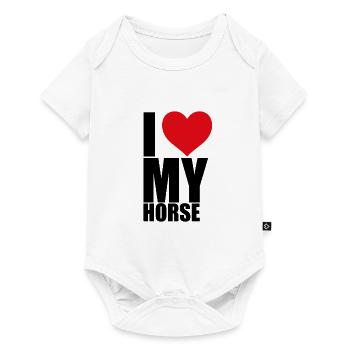 I LOVE MY HORSE - PFERD - PONY - LIEBE - Baby Premium Kurzarmbody - Weiß - Vorne