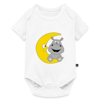NILPFERD - MOND - TIER - KIND - BABY - Baby Premium Kurzarmbody - Weiß - Vorne