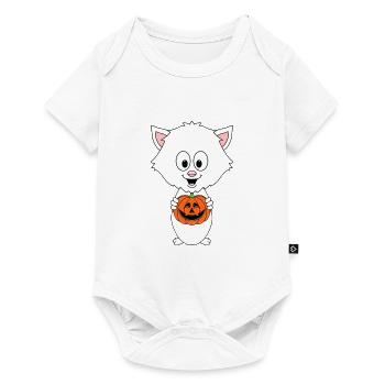 KATZE - KÜRBIS - HALLOWEEN - TIER - BABY - Baby Premium Kurzarmbody - Weiß - Vorne