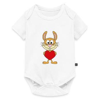 HASE - HERZ - LIEBE - LOVE - TIERISCH - VERLIEBT - Baby Premium Kurzarmbody - Weiß - Vorne