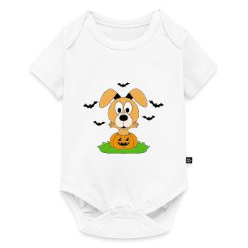 HUND - HALLOWEEN - KÜRBIS - FLEDERMÄUSE - Baby Premium Kurzarmbody - Weiß - Vorne
