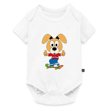 HUND - SKATEBOARD - SPORT - TIER - KIND - BABY - Baby Premium Kurzarmbody - Weiß - Vorne
