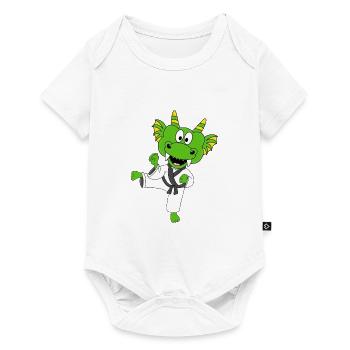 DRACHE - KARATE - JUDO - KAMPFSPORT - SPORT - FIT - Baby Premium Kurzarmbody - Weiß - Vorne