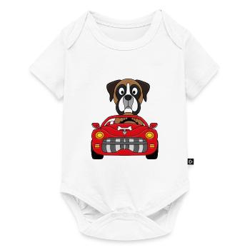 BOXER - HUND - AUTO - TIER - KIND - BABY - Baby Premium Kurzarmbody - Weiß - Vorne