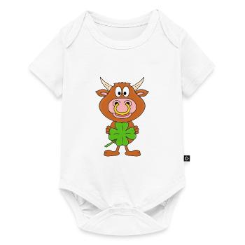 KLEEBLATT - GLÜCKSBRINGER - GLÜCK - STIER - BULLE - Baby Premium Kurzarmbody - Weiß - Vorne
