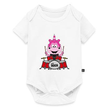 SCHLAGZEUG - EINHORN - MUSIK - TIER - KIND - BABY - Baby Premium Kurzarmbody - Weiß - Vorne