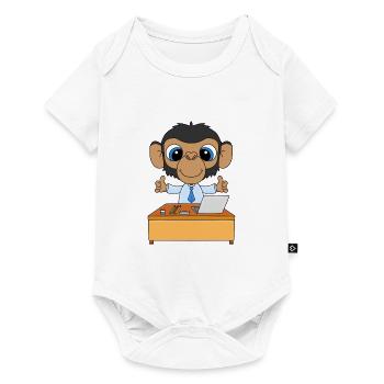 SCHIMPANSE - ARBEIT - AFFE - CHEF - MITARBEITER - Baby Premium Kurzarmbody - Weiß - Vorne