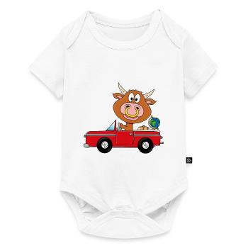 BULLE - RIND - STIER - KUH - WELTENBUMMLER - AUTO - Baby Premium Kurzarmbody - Weiß - Vorne
