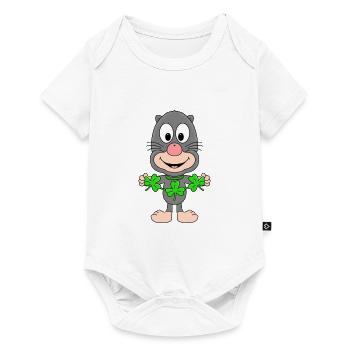 KLEEBLATT - MAULWURF - GLÜCK - TIER - KIND - BABY - Baby Premium Kurzarmbody - Weiß - Vorne