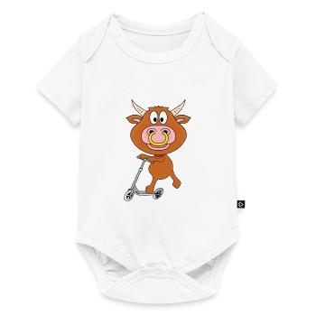 BULLE - RIND - STIER - KUH - ROLLER - TIER - KIND - Baby Premium Kurzarmbody - Weiß - Vorne