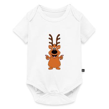ZUCKERSTANGEN - WEIHNACHTEN - REH - RENTIER - TIER - Baby Premium Kurzarmbody - Weiß - Vorne