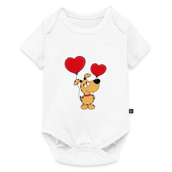 HUND - LIEBE - LUFTBALLONS - LOVE - TIERISCH - Baby Premium Kurzarmbody - Weiß - Vorne