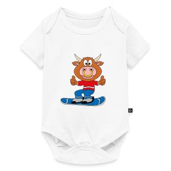 STIER - BULLE - RIND - SNOWBOARD - WINTERSPORT - Baby Premium Kurzarmbody - Weiß - Vorne