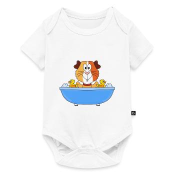 MEERSCHWEINCHEN - BADEN - BADEWANNE - BADEENTEN - Baby Premium Kurzarmbody - Weiß - Vorne
