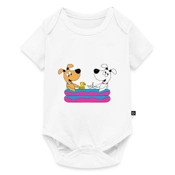 HUNDE - POOL - PLANSCHBECKEN - HUND - TIER - Baby Premium Kurzarmbody - Weiß - Vorne