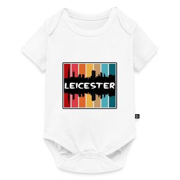 Leicester Angleterre Skyline Silhouette Travel Souven - Body à manches courtes Premium Bébé - blanc - Devant