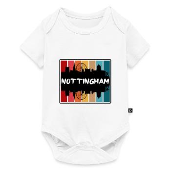 Nottingham Angleterre Skyline Silhouette Travel Souve - Body à manches courtes Premium Bébé - blanc - Devant