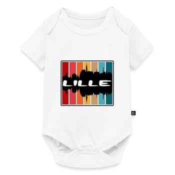 Lille France Skyline Silhouette Voyage Souvenir - Body à manches courtes Premium Bébé - blanc - Devant