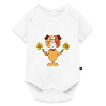 MEERSCHWEINCHEN - BLUMEN - SONNENBLUMEN - TIER - Baby Premium Kurzarmbody - Weiß - Vorne