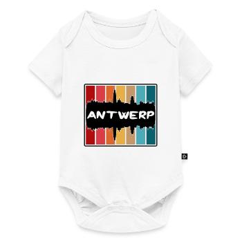 Anvers Belgique Skyline Silhouette Voyage Souvenir - Body à manches courtes Premium Bébé - blanc - Devant