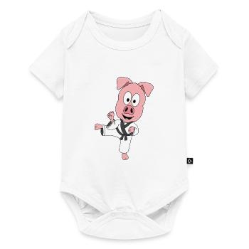 SCHWEIN - SELBSTVERTEIDIGUNG - KARATE - JUDO - Baby Premium Kurzarmbody - Weiß - Vorne