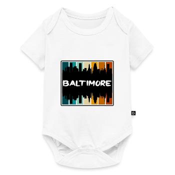 Baltimore Maryland États-Unis Skyline Silhouette Voyage S - Body à manches courtes Premium Bébé - blanc - Devant