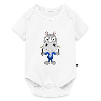 ZAUBERER - MAGIER - MAGIE - NASHORN - TIER - Baby Premium Kurzarmbody - Weiß - Vorne