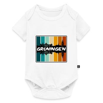 Groningue Pays-Bas Skyline Silhouette Voyage So - Body à manches courtes Premium Bébé - blanc - Devant