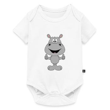 NILPFERD - FLUSSPFERD - HIPPO - TIER - Baby Premium Kurzarmbody - Weiß - Vorne