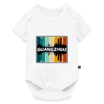 Guangzhou Chine Skyline Silhouette Souvenir de voyage - Body à manches courtes Premium Bébé - blanc - Devant