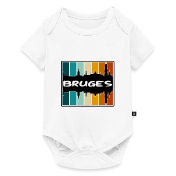 Bruges Belgique Skyline Silhouette Souvenir de voyage - Body à manches courtes Premium Bébé - blanc - Devant
