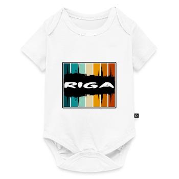Riga Latvia Skyline Silhouette Travel Souvenir - Baby Premium short-sleeve bodysuit - white - Front