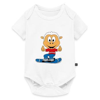 SCHAF - SNOWBOARD - WINTERSPORT - TIER - SPORT - Baby Premium Kurzarmbody - Weiß - Vorne
