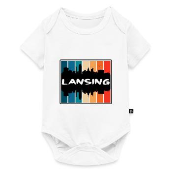 Lansing Michigan États-Unis Skyline Silhouette Voyage Sou - Body à manches courtes Premium Bébé - blanc - Devant