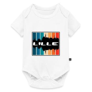 Lille France Skyline Silhouette Voyage Souvenir - Body à manches courtes Premium Bébé - blanc - Devant