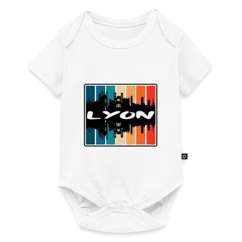 Lyon France Skyline Silhouette Voyage Souvenir - Body à manches courtes Premium Bébé - blanc - Devant