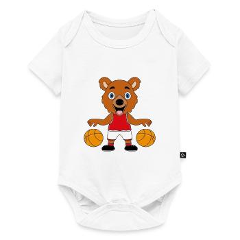 TEDDY - BÄR - TEDDYBÄR - BASKETBALL - SPORT - Baby Premium Kurzarmbody - Weiß - Vorne
