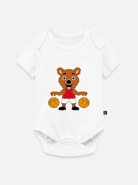 TEDDY - BÄR - TEDDYBÄR - BASKETBALL - SPORT - Baby Premium Kurzarmbody - Weiß
