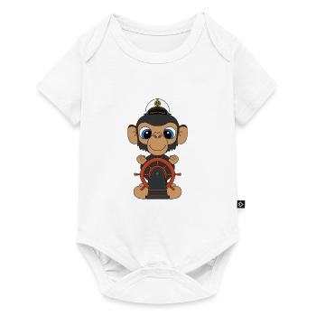 AFFE - KAPITÄN - BOOT - SCHIFF - SEEMANN - Baby Premium Kurzarmbody - Weiß - Vorne